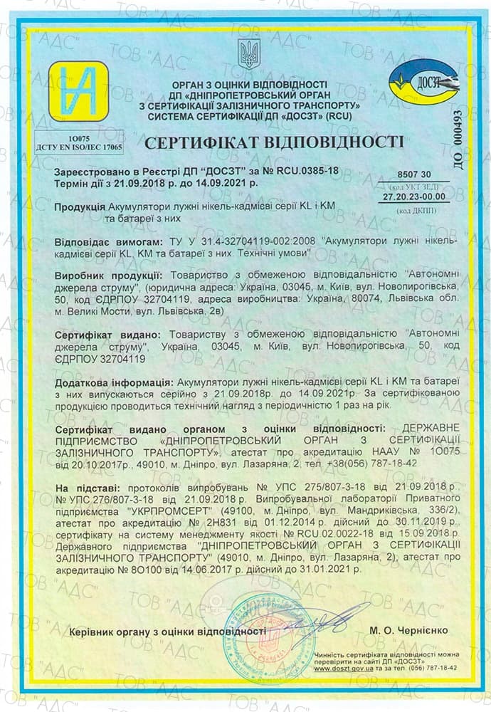 Сертифікат відповідності - 1